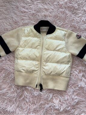 Moncler Cream & Black Quilted-Knit Bomber Jacket